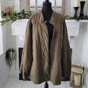 Hayden Los Angeles Quilted Oversize Jacket Coat Plus Size 2X Green Dolman Sleeve